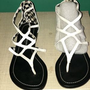 White sandals with zipper